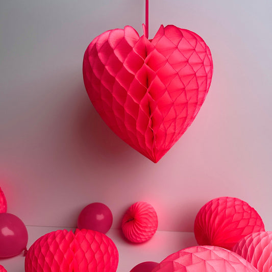 Pink Paper honeycomb hearts party decoration set of 3  Valentines day Wedding baby shower birthday bridal shower decor house warming gift