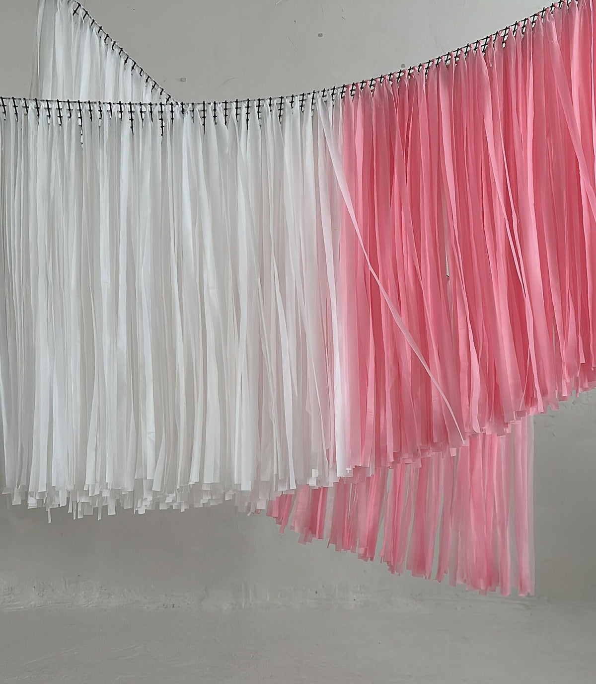 Custom Ceiling Fringe with Strands, Ceiling Aerials, Overhead Ceiling Installation, Ceiling Fringe, Ceiling Streamers, Plastic Swags