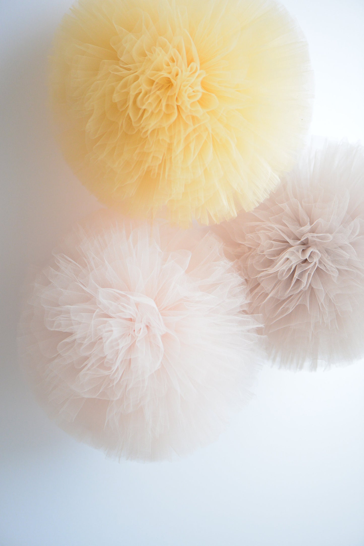 Pale peach gold Tulle Pom Pom party decorations various sizes wedding neutral baby shower nursery birthday party  decor Pom Pom Wand gift