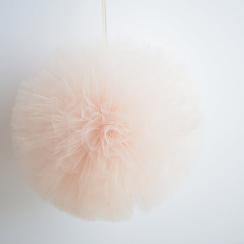 Pale peach gold Tulle Pom Pom party decorations various sizes wedding neutral baby shower nursery birthday party  decor Pom Pom Wand gift