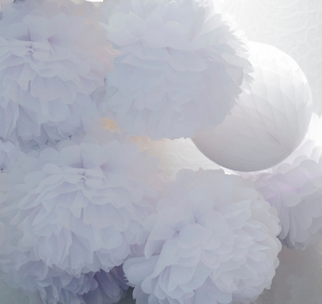 Large white paper pom poms 10psc 37cm/12” tissue paper flowers Wedding birthday baby shower bridal shower decor eco friendly wedding gift