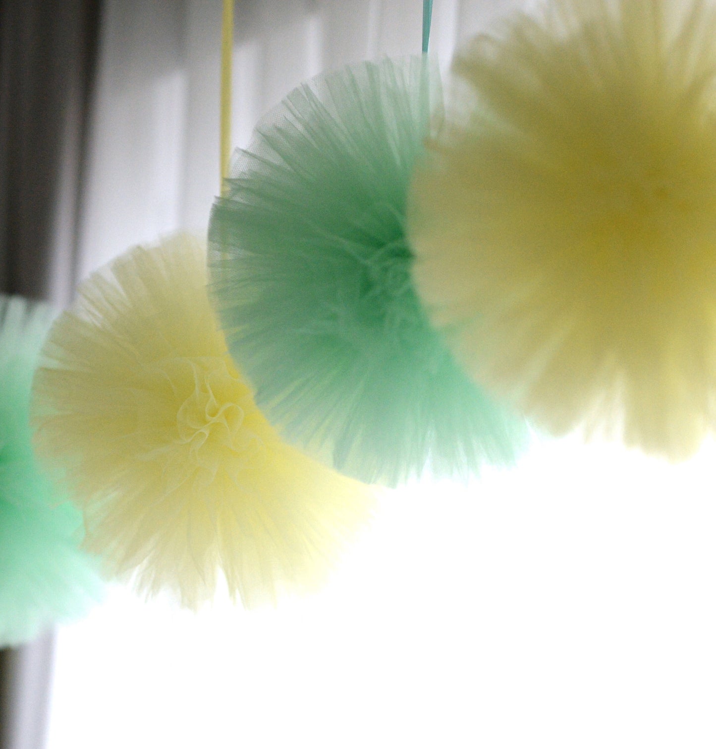 Mint green Tulle Pom Poms for wedding decor Tulle balls baby shower bridal shower kids room home decor gift