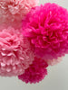 light Pink and hot pink paper pom poms set | Paper flowers set of 10 | romantic wedding decorations eco friendly
