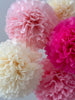 Pink and ivory paper pom poms set | Paper flowers set of 10 | romantic wedding decorations eco friendly