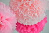 light Pink and hot pink paper pom poms set | Paper flowers set of 10 | romantic wedding decorations eco friendly