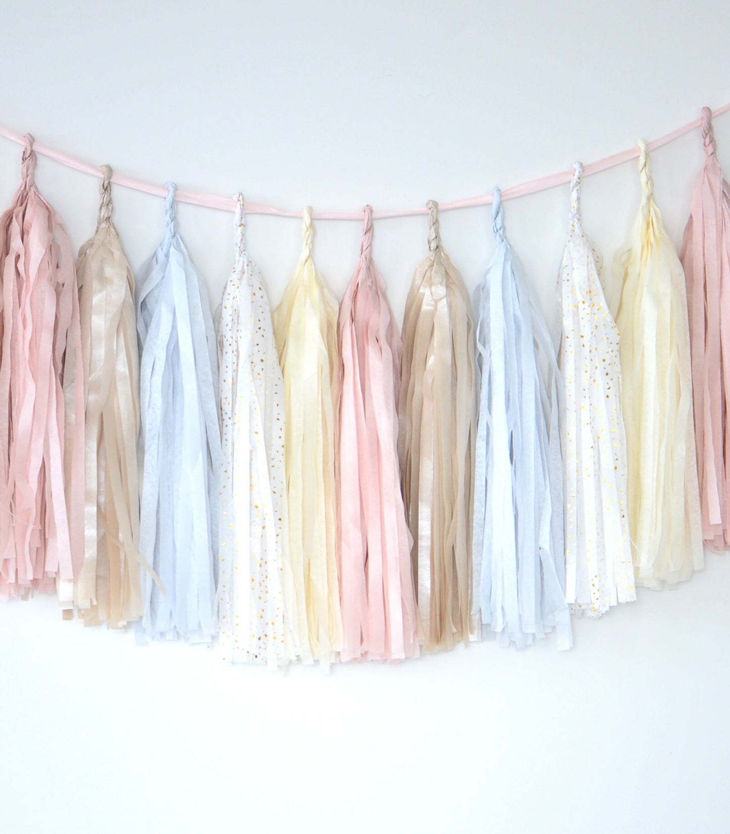 Blush pink and champagne paper Tassel Garland - fully made - dusty pink Wedding baby Shower baby shower Decor Balloon Tail