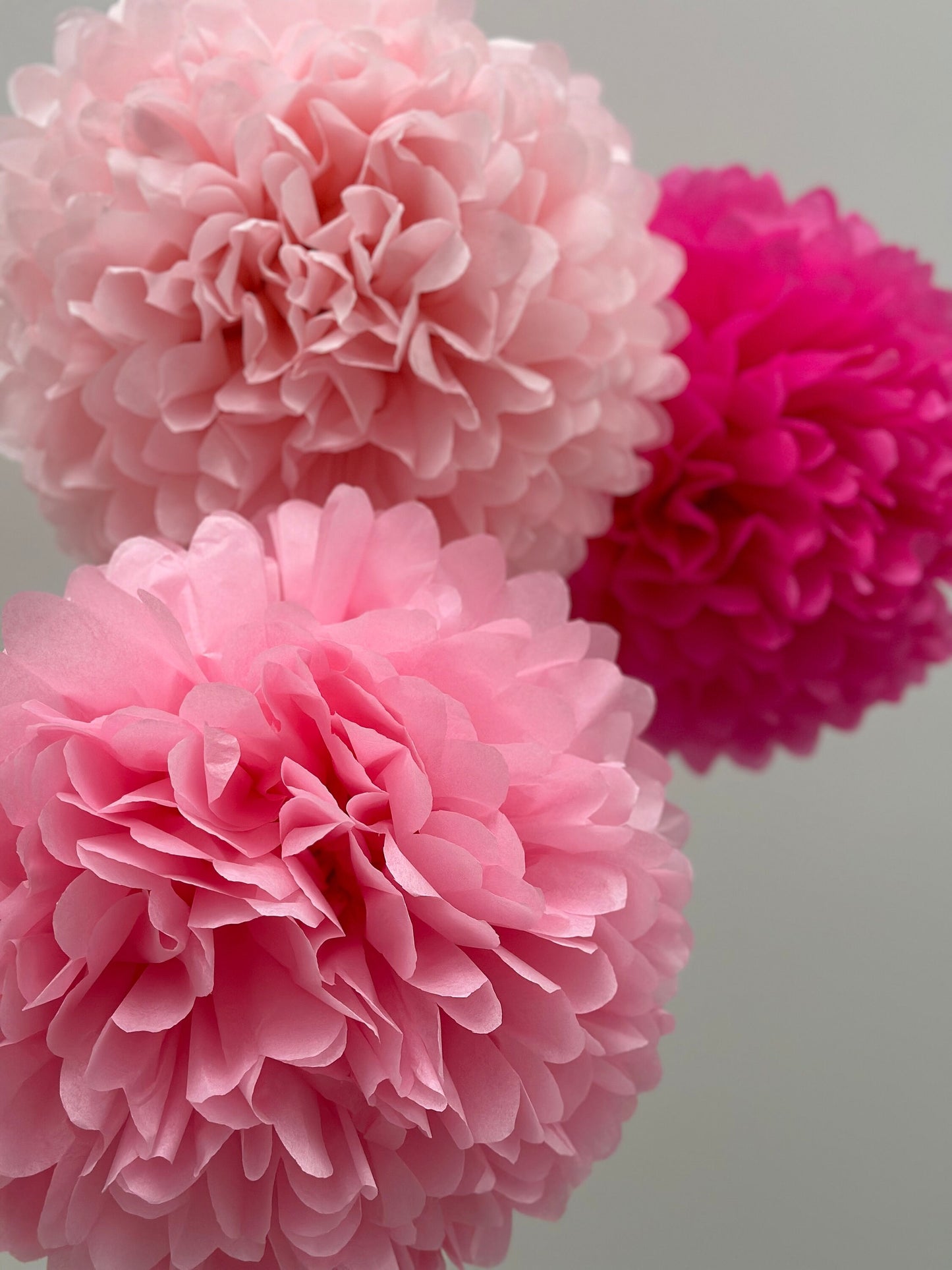 Light pink paper pom pom party decorations pastel pink paper flowers for wedding girly birthday party, baby shower, bridal shower decor gift