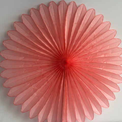 Huge coral rose paper Fan  67cm  / 26