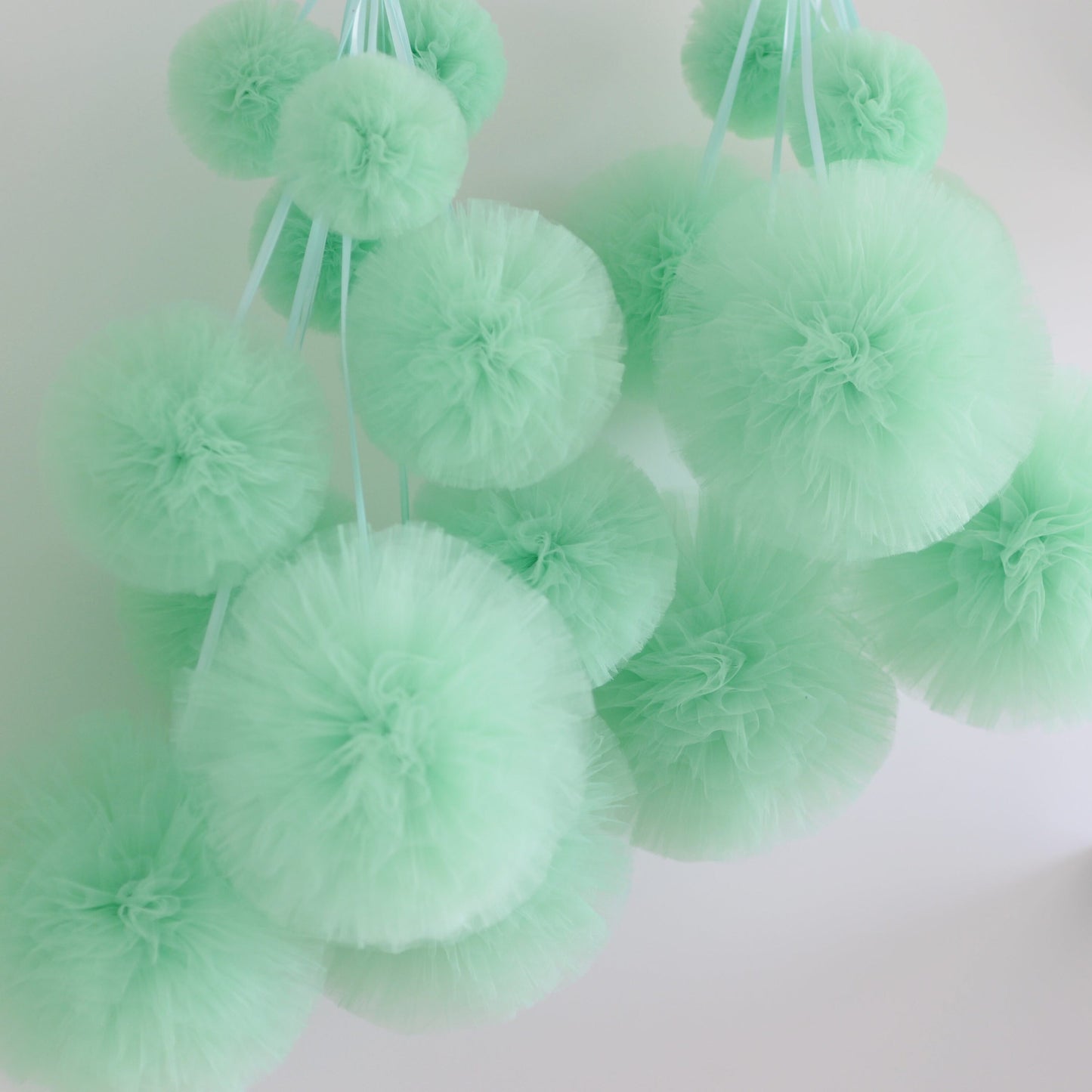 Mint green Tulle Pom Poms for wedding decor Tulle balls baby shower bridal shower kids room home decor gift