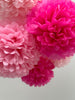 light Pink and hot pink paper pom poms set | Paper flowers set of 10 | romantic wedding decorations eco friendly