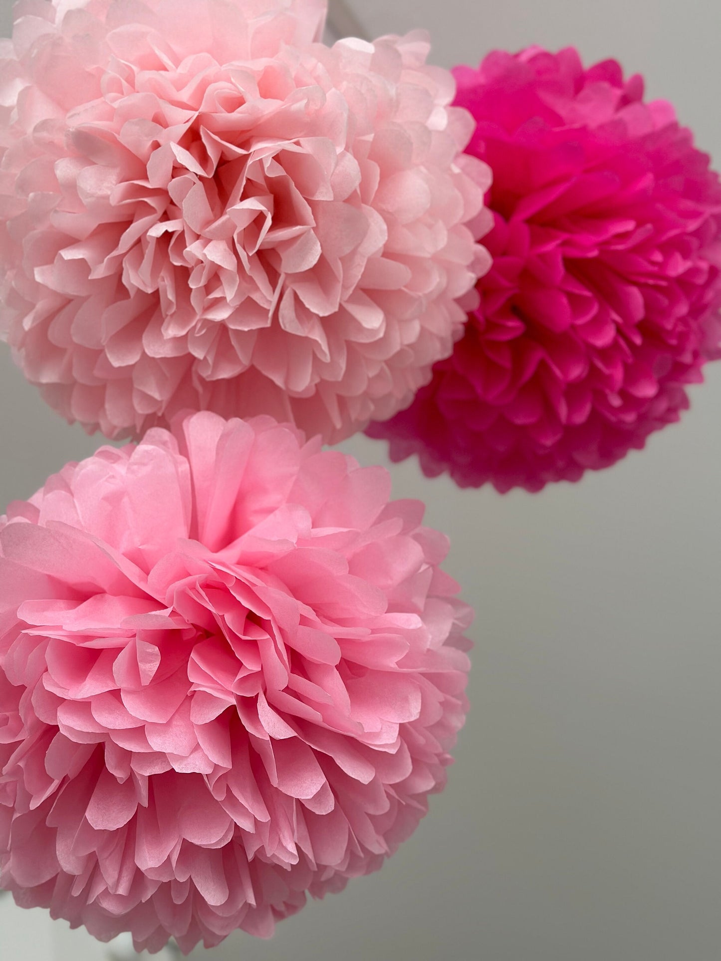 Light pink paper pom pom party decorations pastel pink paper flowers for wedding girly birthday party, baby shower, bridal shower decor gift