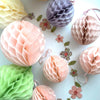 Blush and dusty pink dusty purple paper Honeycomb Ball & teetotum Set of 6 Hanging Paper Decorations wedding birthday Graduation party decor