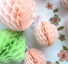 Blush and dusty pink dusty purple paper Honeycomb Ball & teetotum Set of 6 Hanging Paper Decorations wedding birthday Graduation party decor