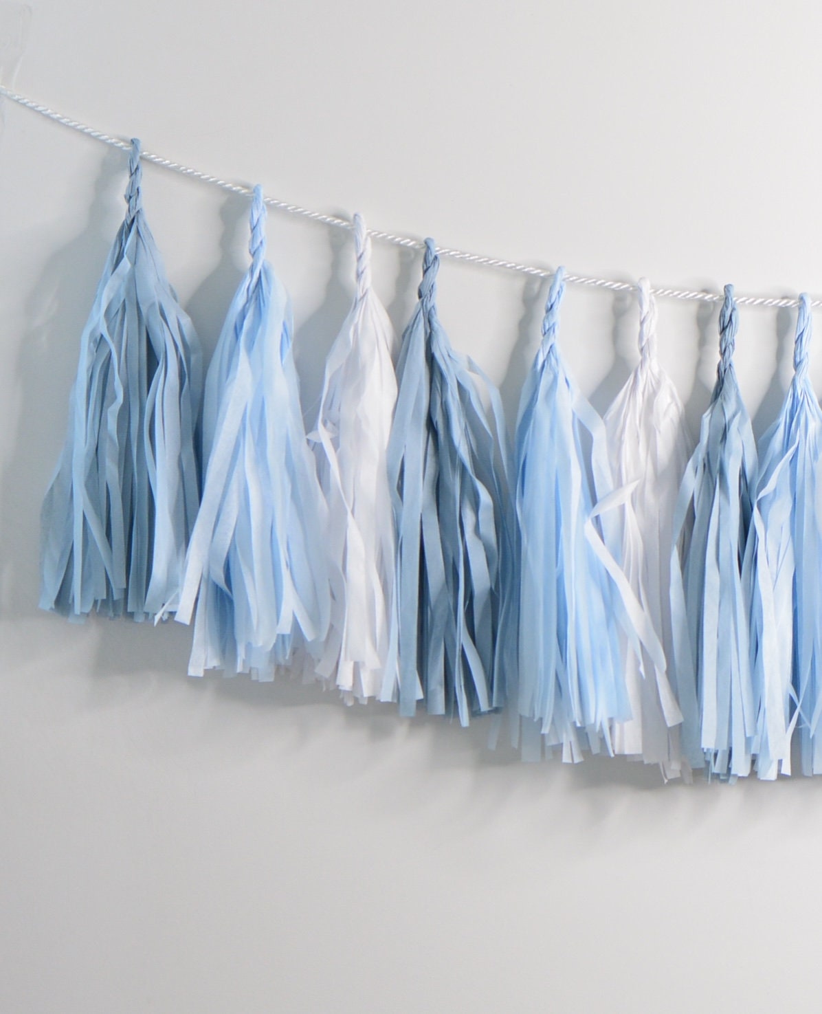 Blue & White Tissue Paper Tassel Garland: Party Decor