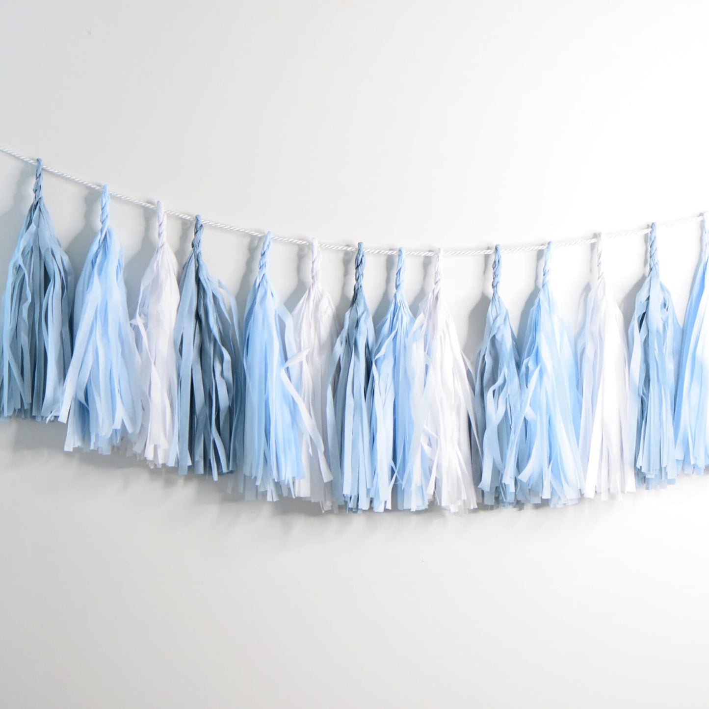 Blue & White Tissue Paper Tassel Garland: Party Decor