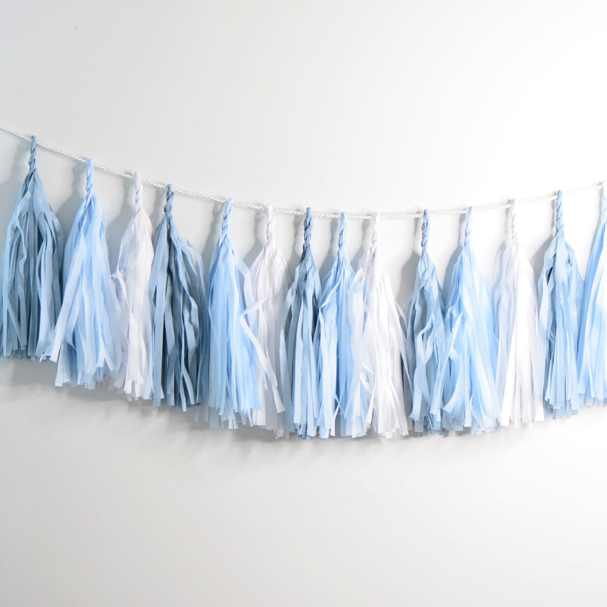 Blue & White Tissue Paper Tassel Garland: Party Decor