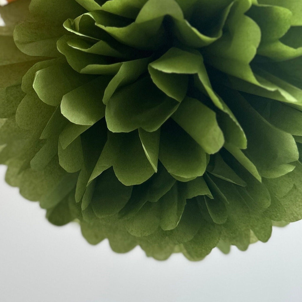 Green Tea Paper Pom Poms party decorations green moss birthday party , baby shower, wedding decor olive green Paper Flowers, round pom poms