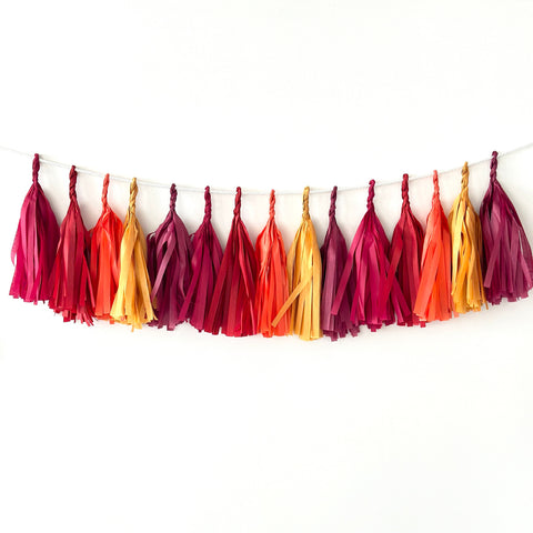 Handmade Paper Tassel Garland – Fall-Inspired Boho Party Décor | Fully Assembled & Customizable | Wedding, Baby Shower, Birthday Nursery