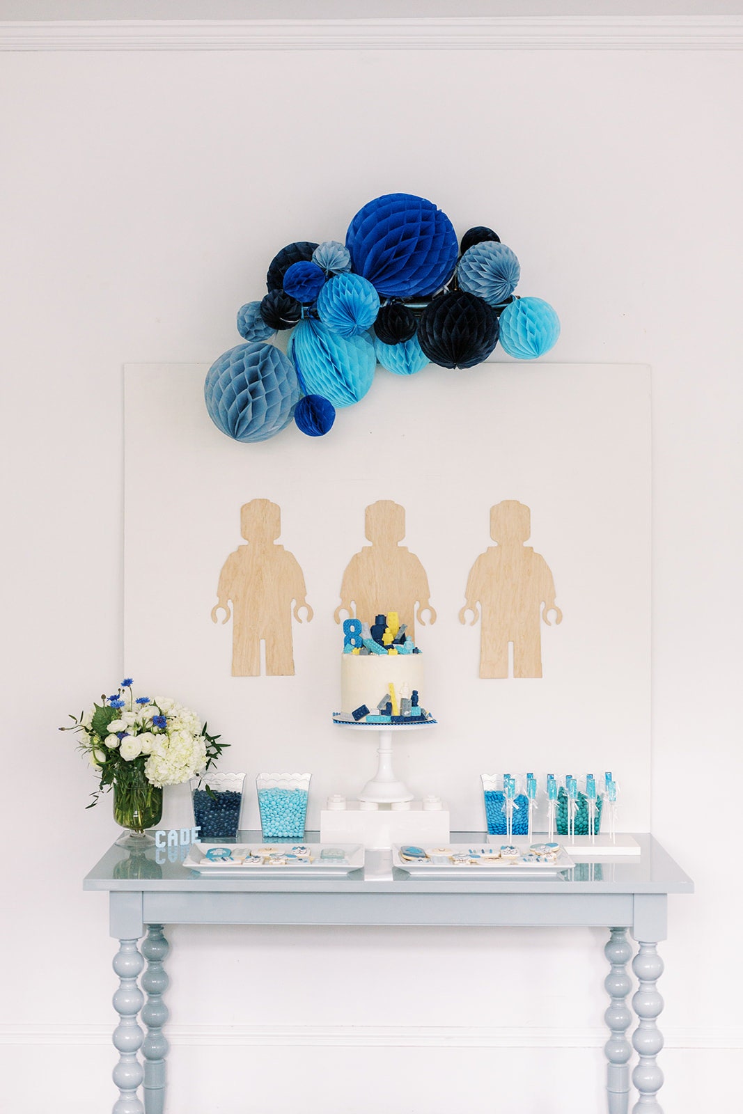 Blue paper Honeycomb Set party decorations in Navy Pacific Dust blue Parade Blue Sky Blue Decorations for wedding birthday party baby shower
