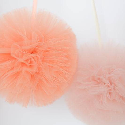 Peach Tulle Pom Poms for wedding decor Tulle balls baby shower bridal shower kids room home decor gift