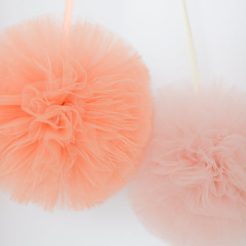 Peach Tulle Pom Poms for wedding decor Tulle balls baby shower bridal shower kids room home decor gift