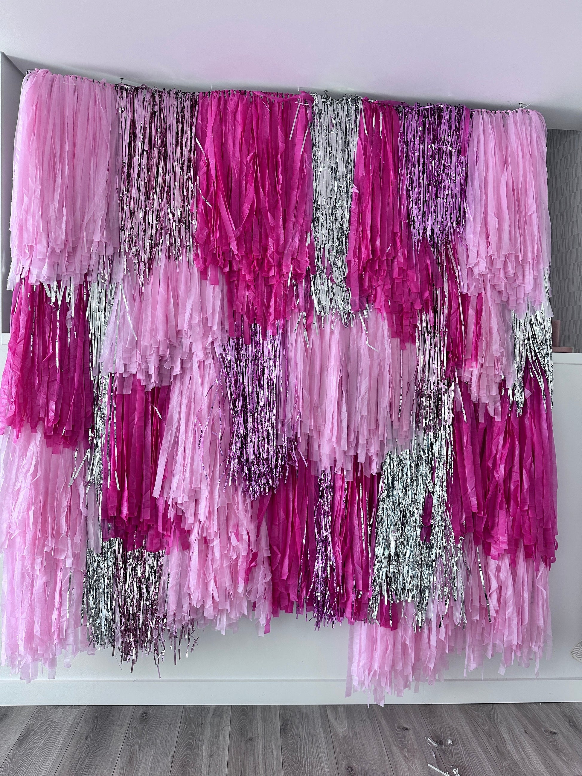 Custom Color Fringe Backdrop SECTION: Party Photo Wall, Split Order Option