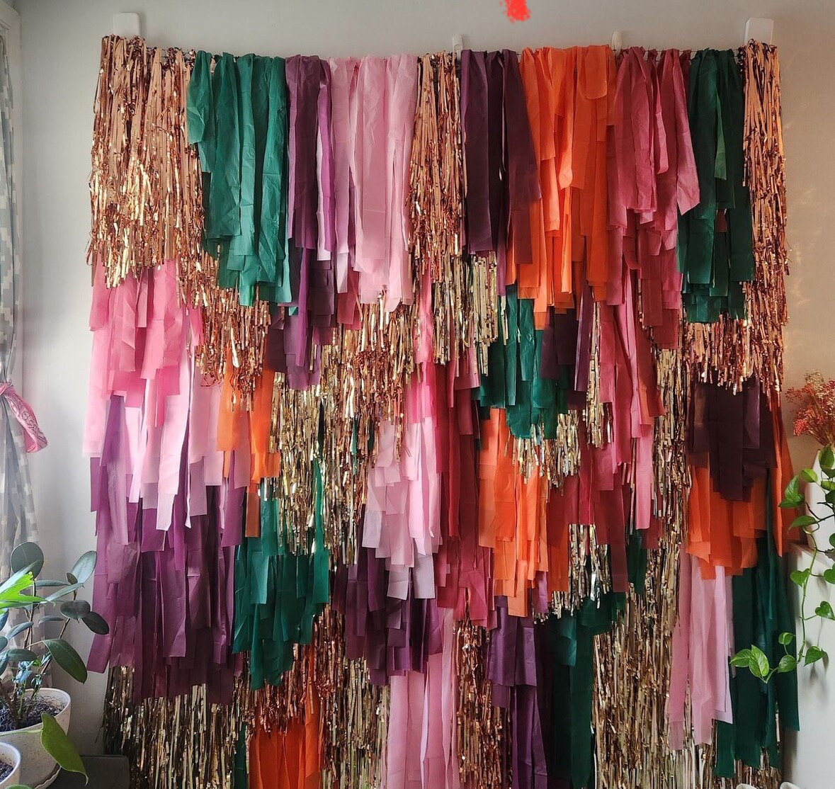 Custom Color Fringe Backdrop SECTION: Party Photo Wall, Split Order Option