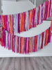 Orange Sherbet, Pink, Lavender, and Silver Fringe Garland party decorations fringe wall for Birthday Event Decor Aerial Streamer Garland