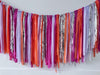 Orange Sherbet, Pink, Lavender, and Silver Fringe Garland party decorations fringe wall for Birthday Event Decor Aerial Streamer Garland