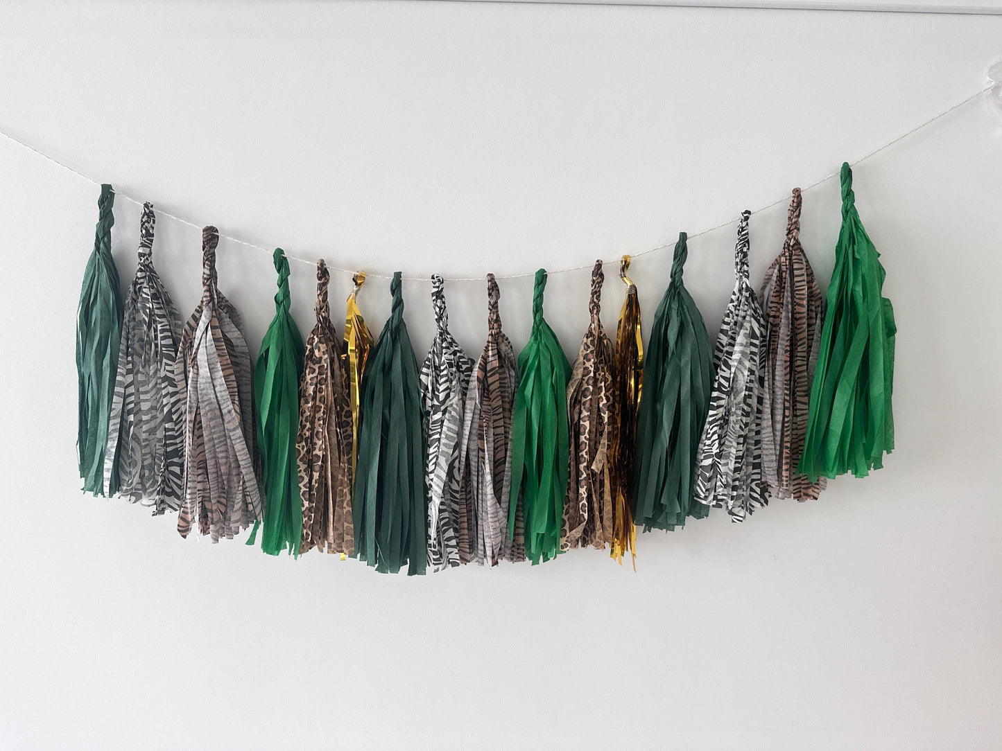 Safari Birthday Paper Tassel Garland: Animal Print Party Decor