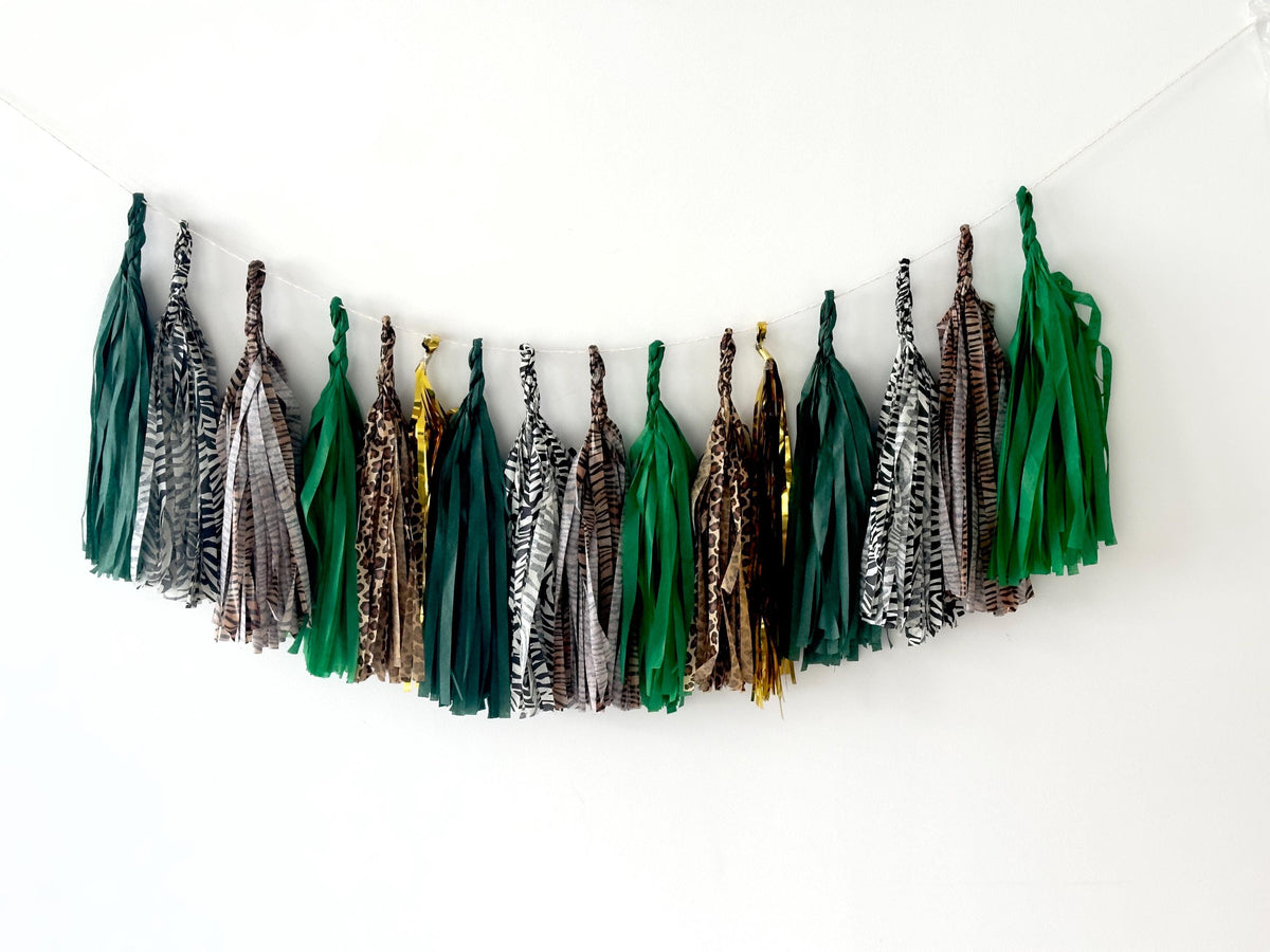 Safari Birthday Paper Tassel Garland: Animal Print Party Decor