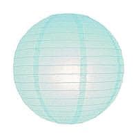 5 PSC light blue Paper lanterns with led light Tissue Paper Lantern Round Hanging Chinese Paper Lantern  12" party baby shower decorations