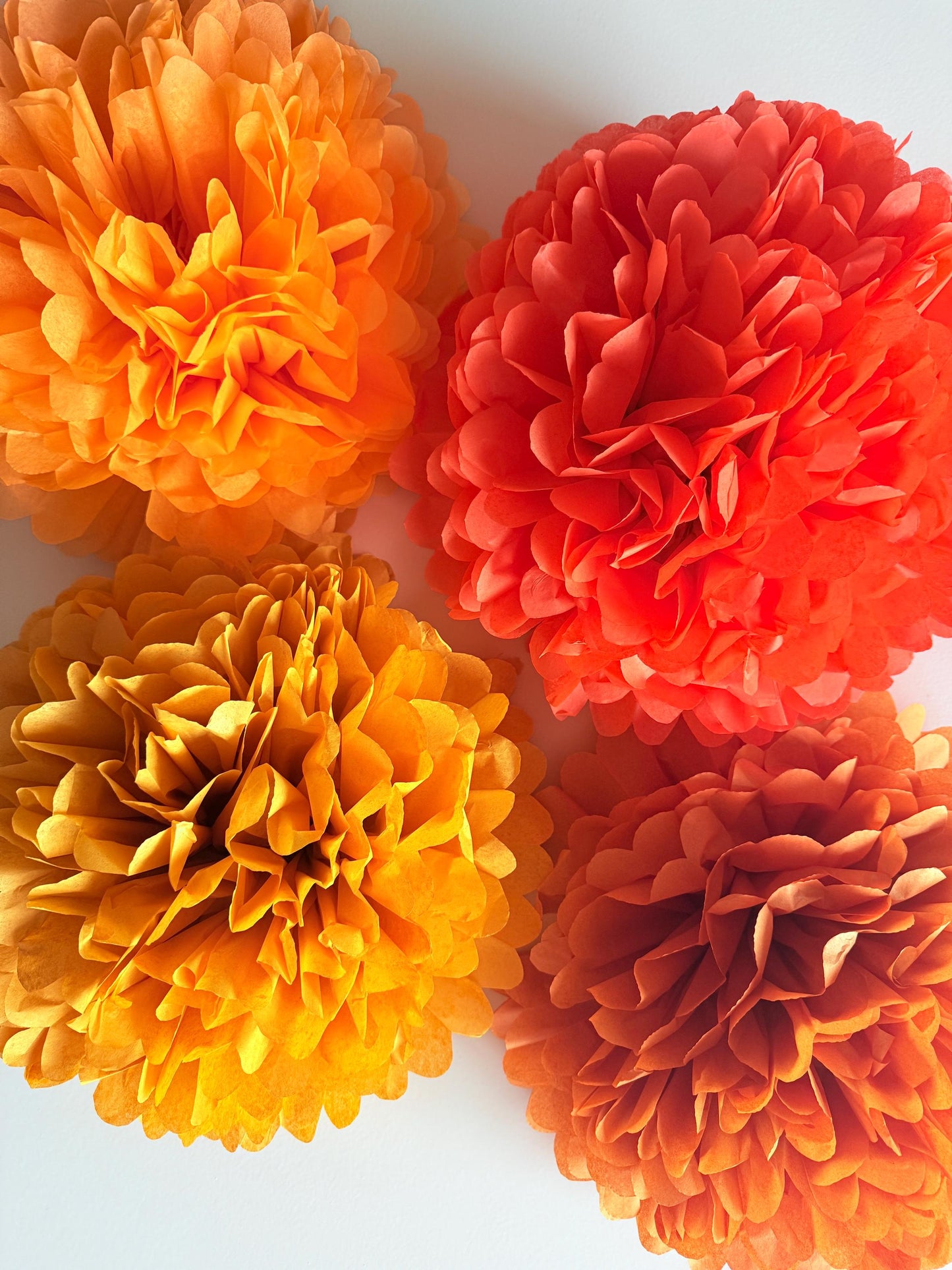 Set of 12 Large fall colours Paper Pom Poms - poppy, apricot, burnt orange, mustard Eco-Friendly Party Decor for Weddings, Showers,  Events