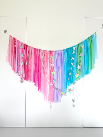 Pastel Fringe Tassel Garland – Reusable Party Backdrop for Birthdays, Baby Showers, Weddings, Unicorn & Mermaid Theme Decorations