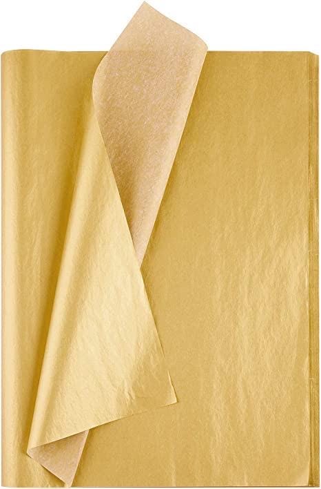 Metallic Gold Tissue Paper Sheets – Gift Wrapping, DIY Crafts, Party Bags, Packaging, 20/50/100 Pack (20x30”)