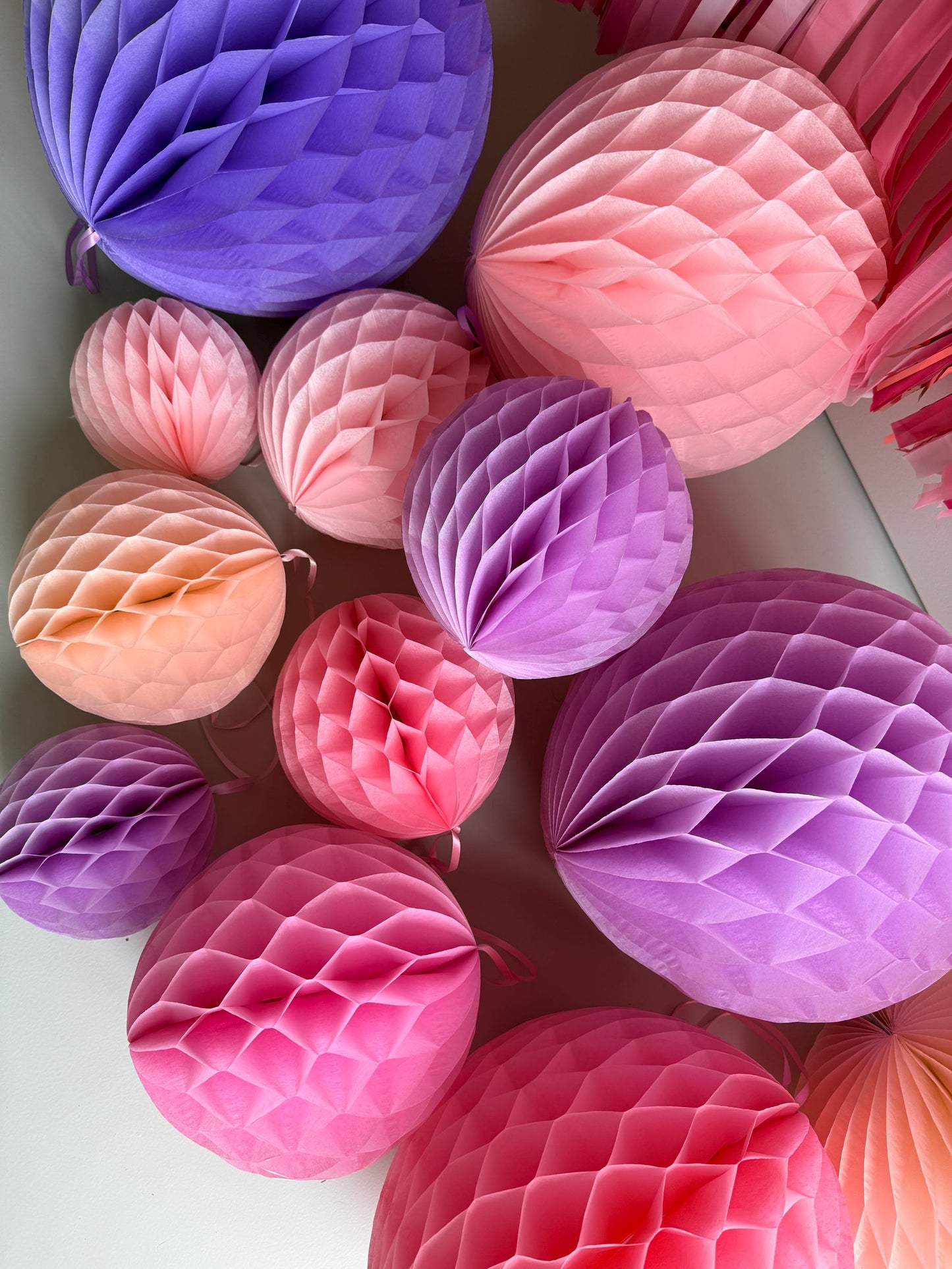 Light pink, baby pink, blush, lilac and lavender  honeycomb balls set  | paper decorations | wedding decor | Honeycomb arch