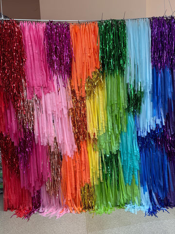 Rainbow Fringe Streamer Backdrop – Tinsel Curtain, Fringe Wall, Party Photo Booth, Wedding, Birthday, Festival, DIY Event & Holiday decor
