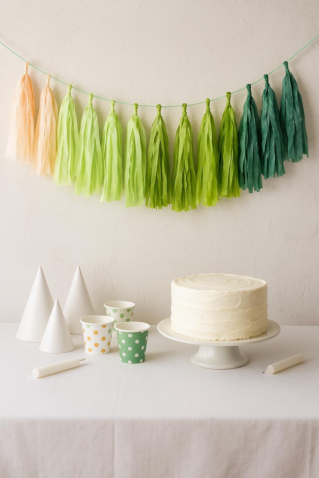 Sage Green Paper Tassel Garland Handmade Party Banner