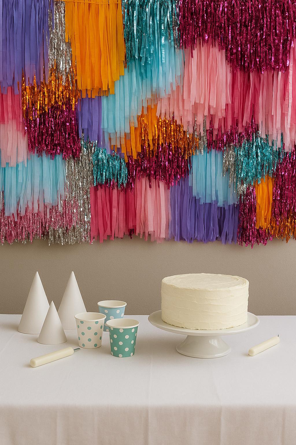 Red Blue Silver Fringe Backdrop, Patriotic Streamer Wall, Party Photo Booth Decor