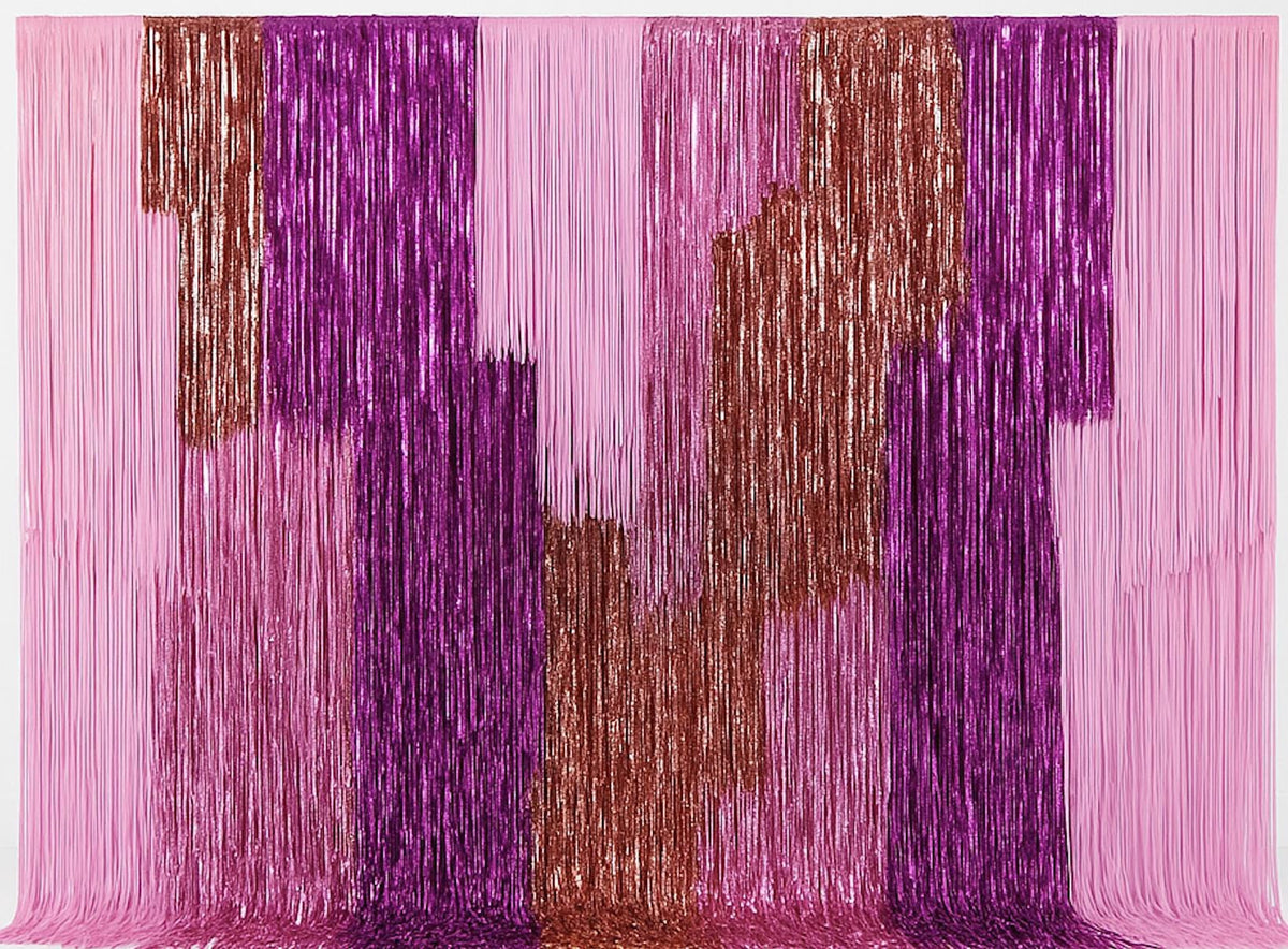 Pink Mylar Fringe Backdrop: Rainbow Party Photo Wall