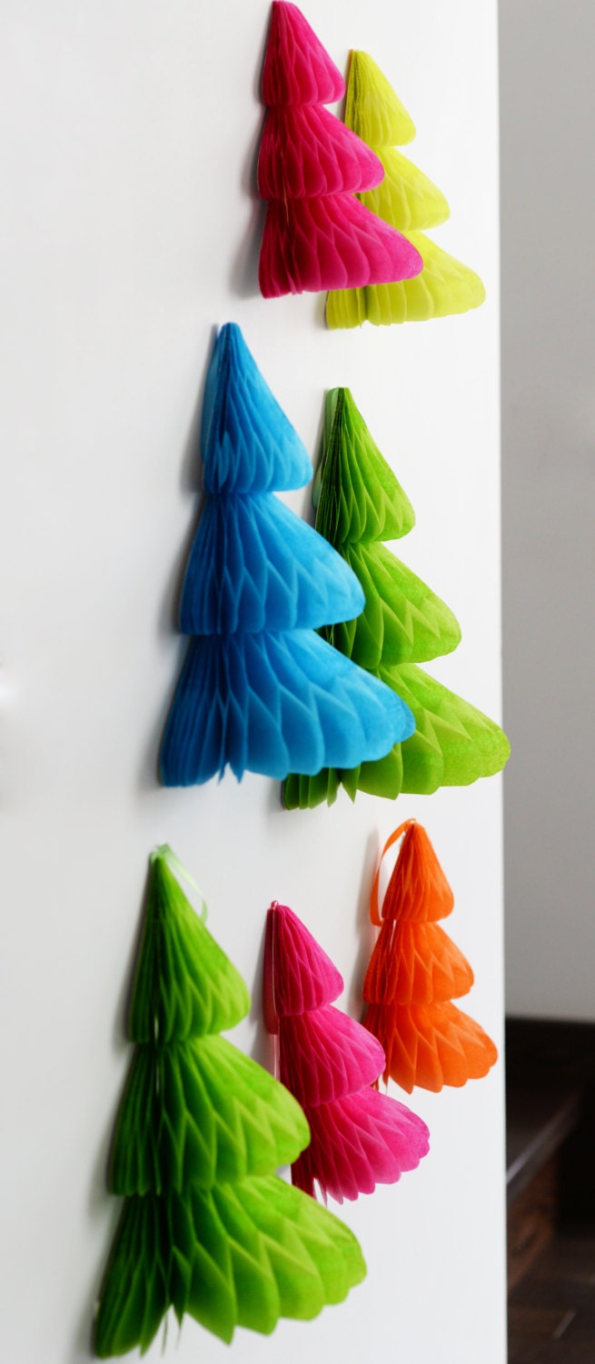Neon Paper Christmas Tree: Bright Honeycomb Xmas Decoration