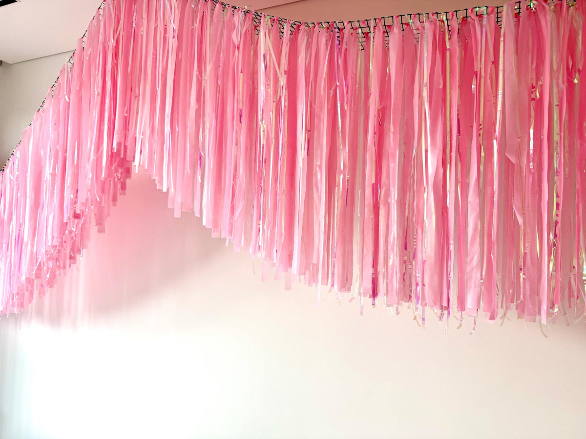 Iridescent Fringe Garland Backdrop – Handmade Party Streamers for Birthday, Baby Shower, Wedding Decor