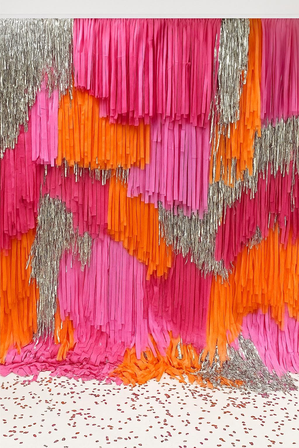 Orange Fringe Streamer Backdrop: Party Photo Booth Tinsel Curtain