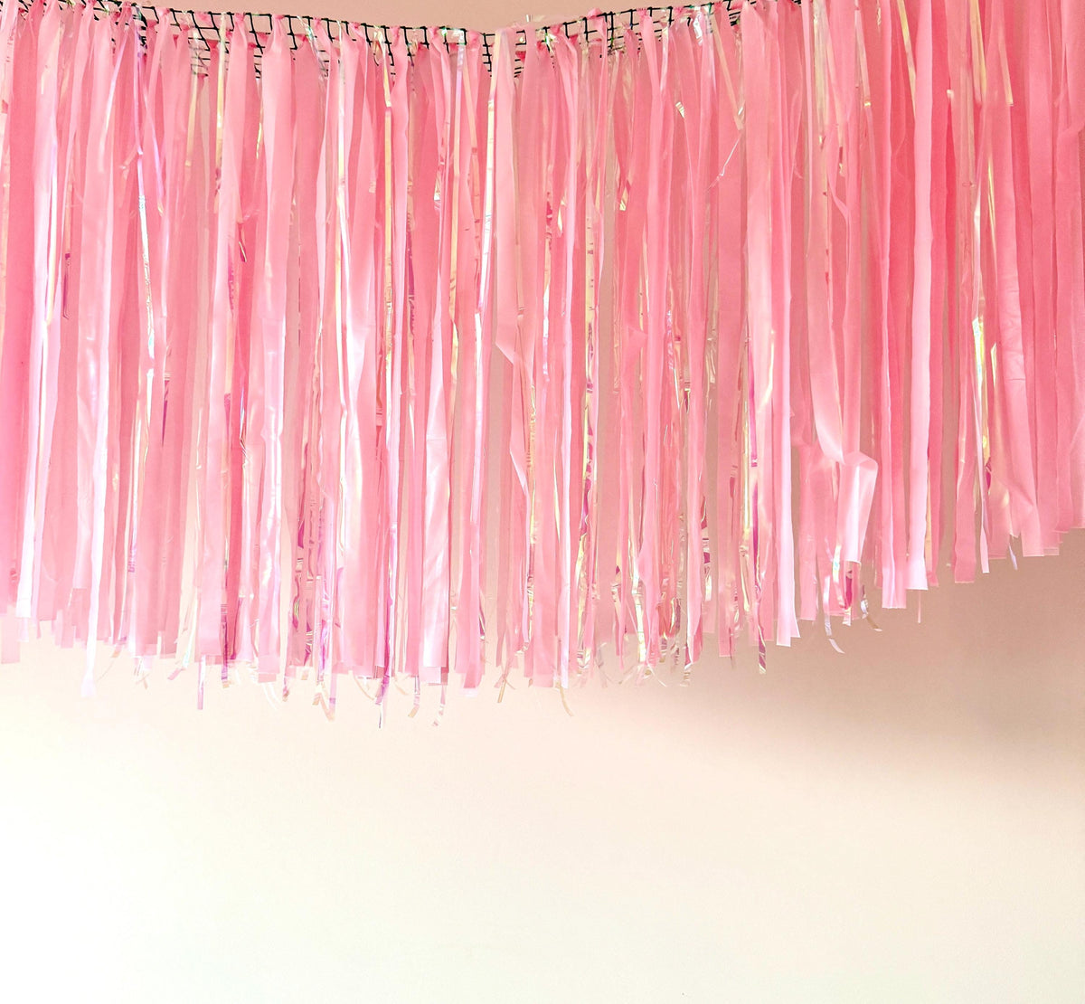 Iridescent Fringe Garland Backdrop – Handmade Party Streamers for Birthday, Baby Shower, Wedding Decor
