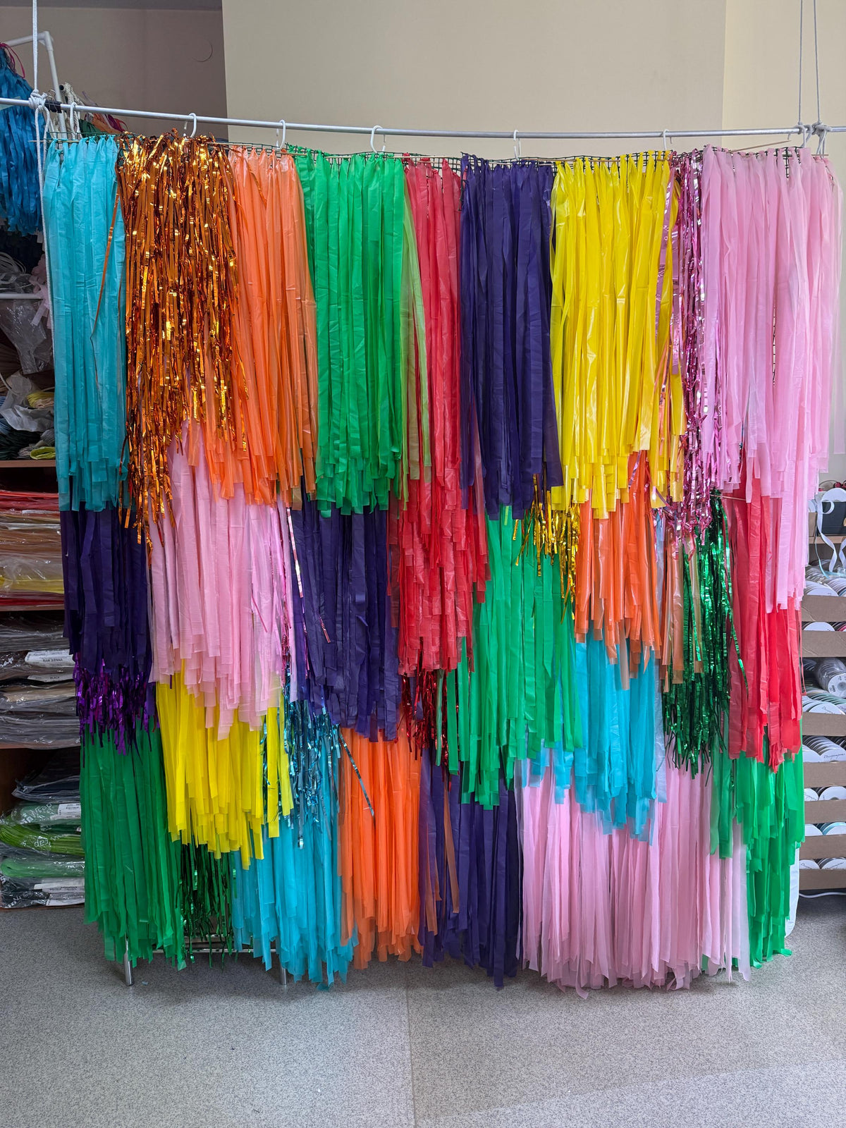 Handmade Candy Color Fringe Backdrop: Party Photo Booth Decor