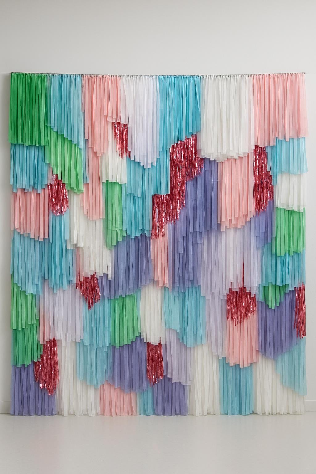 Pastel Fringe Backdrop – Ready to Hang Party Decor, Baby Shower, Wedding