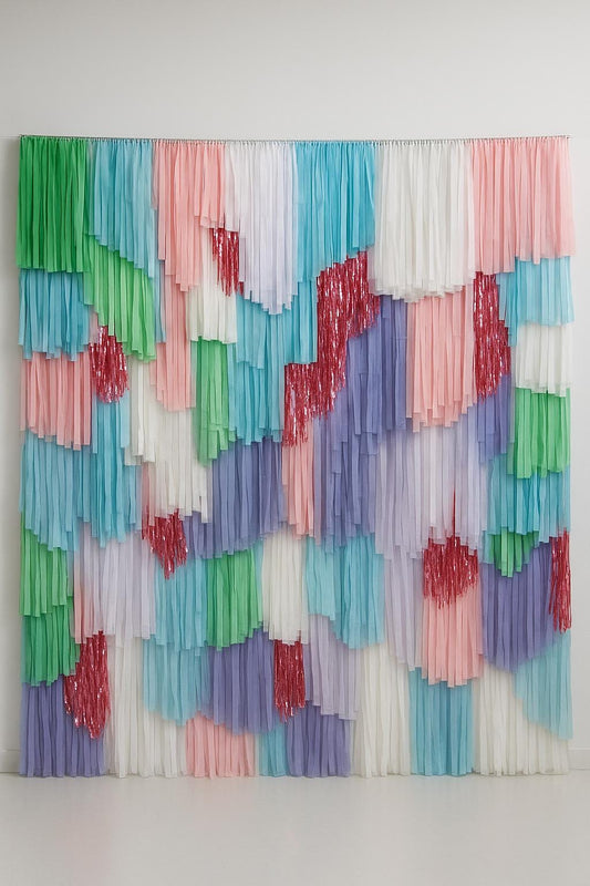 Pastel Fringe Backdrop – Ready to Hang Party Decor, Baby Shower, Wedding