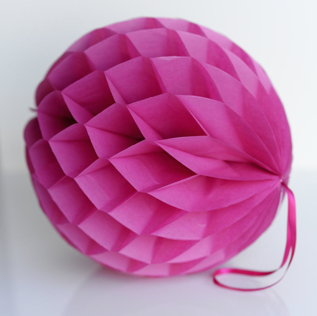 Fuchsia paper Honeycomb Ball party decorations bright Pink wedding birthday party Bachelorette Hen Bridal Shower baby shower tea party Decor