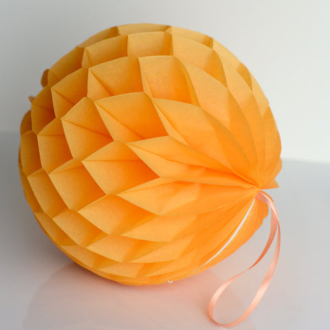 Goldenrod paper honeycomb ball party decorations - various sizes - light orange vibrant  fall wedding, baby shower, bridal shower decor