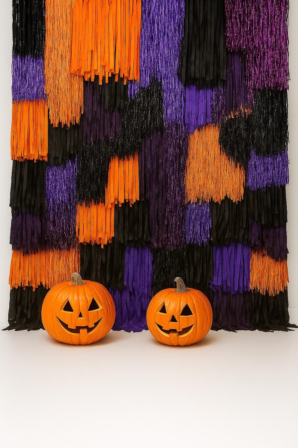 Handmade Halloween Fringe photo Wall – Purple, Orange, Black Backdrop - halloween decor